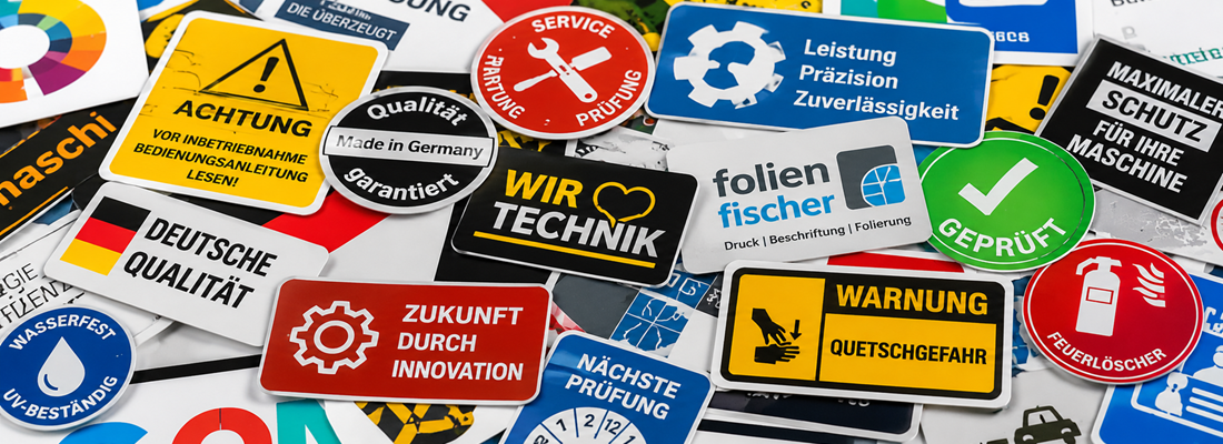 Bunte Maschinenaufkleber und Warnaufkleber im Digitaldruck für Industrie und Maschinenbau in Hamburg Reinbek